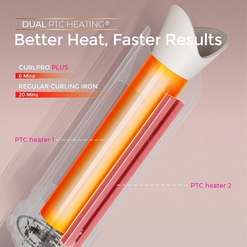 TYMO Upgraded Automatic Rotating Curling Iron - CurlPro Plus Long Barrel Curling Wand for Long Hair, Ceramic Hair Curler for Women, Anti-Scald, Tangle-Free, 600M Ionic, Dual Voltage, Gold, 1 Inch - Image 4